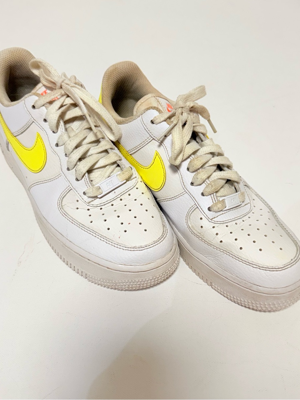 Nike Air Force 1 Low White/Laser Orange-Yellow Volt Women’s Size 9